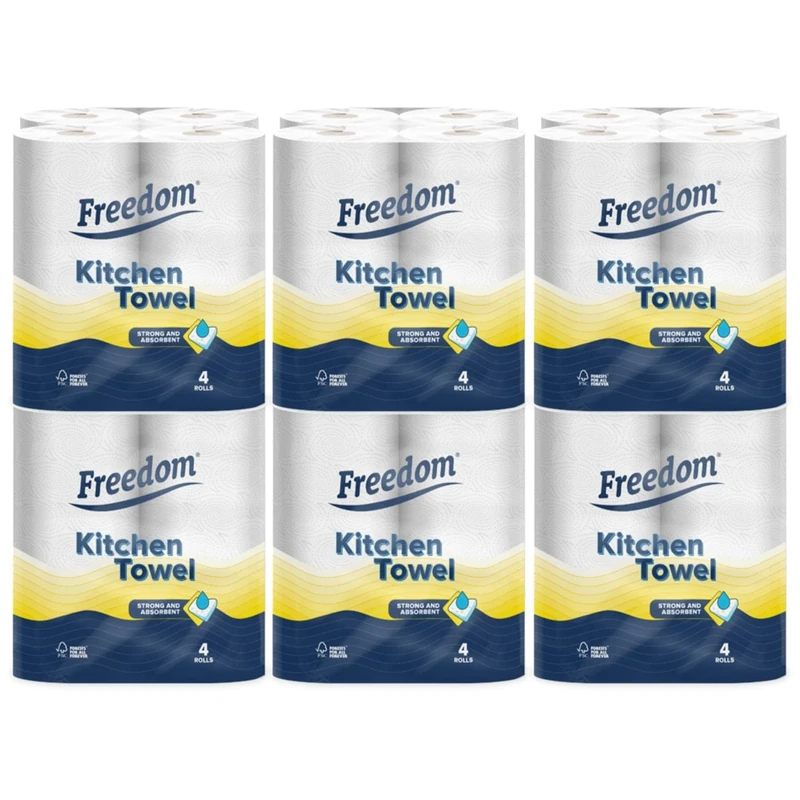 Kitchen Tissue Towel Rolls 6 Packs of 4 Rolls (24 Rolls)