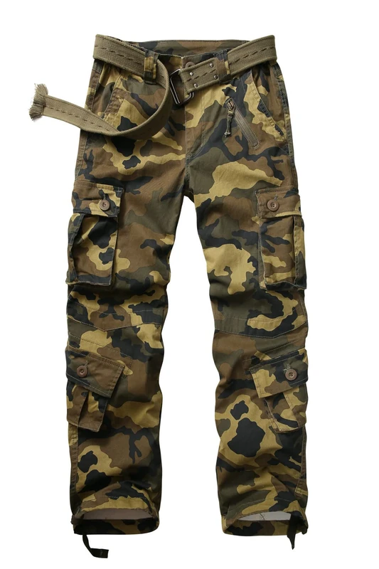Raroauf Women's Cotton Casual Military Army Cargo Combat Work Pants with 8 Pocket, Camo N, 2