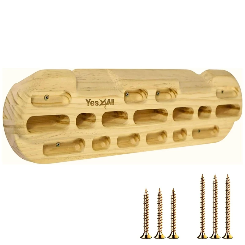 Yes4All Wooden Rock Climbing Hangboard/Wood Hangboard for Doorway/Hangboard Training – Climbing Fingerboard for Strengthening Fingers, Hands, and Wrists (Dark Natural)
