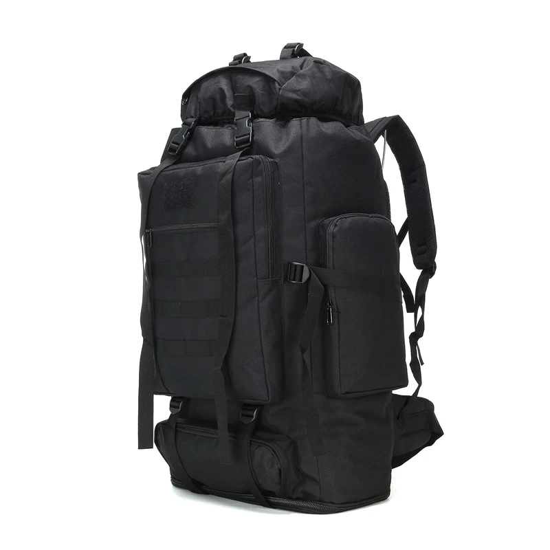 WintMing Camping Hiking Backpack Expandable 70L/100L Molle Rucksack Waterproof Traveling Daypack, No Internal Frame(upgrade-100L-Black)