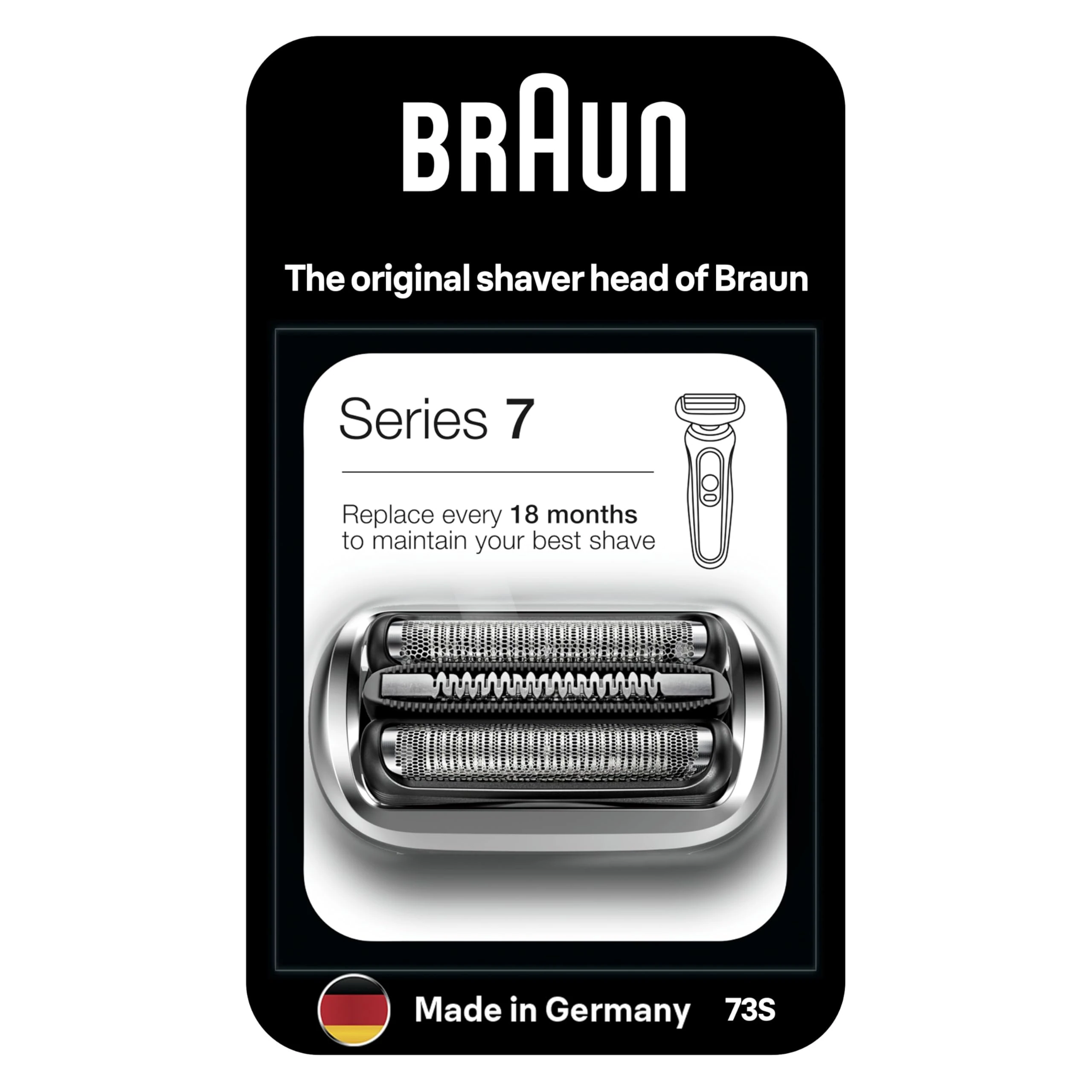 Braun Series 7 Electric Shaver ORIGINAL Replacement Head, Easily Attach Your New Shaver Head, Compatible With New Generation Series 7 Shavers, 73S, Silver