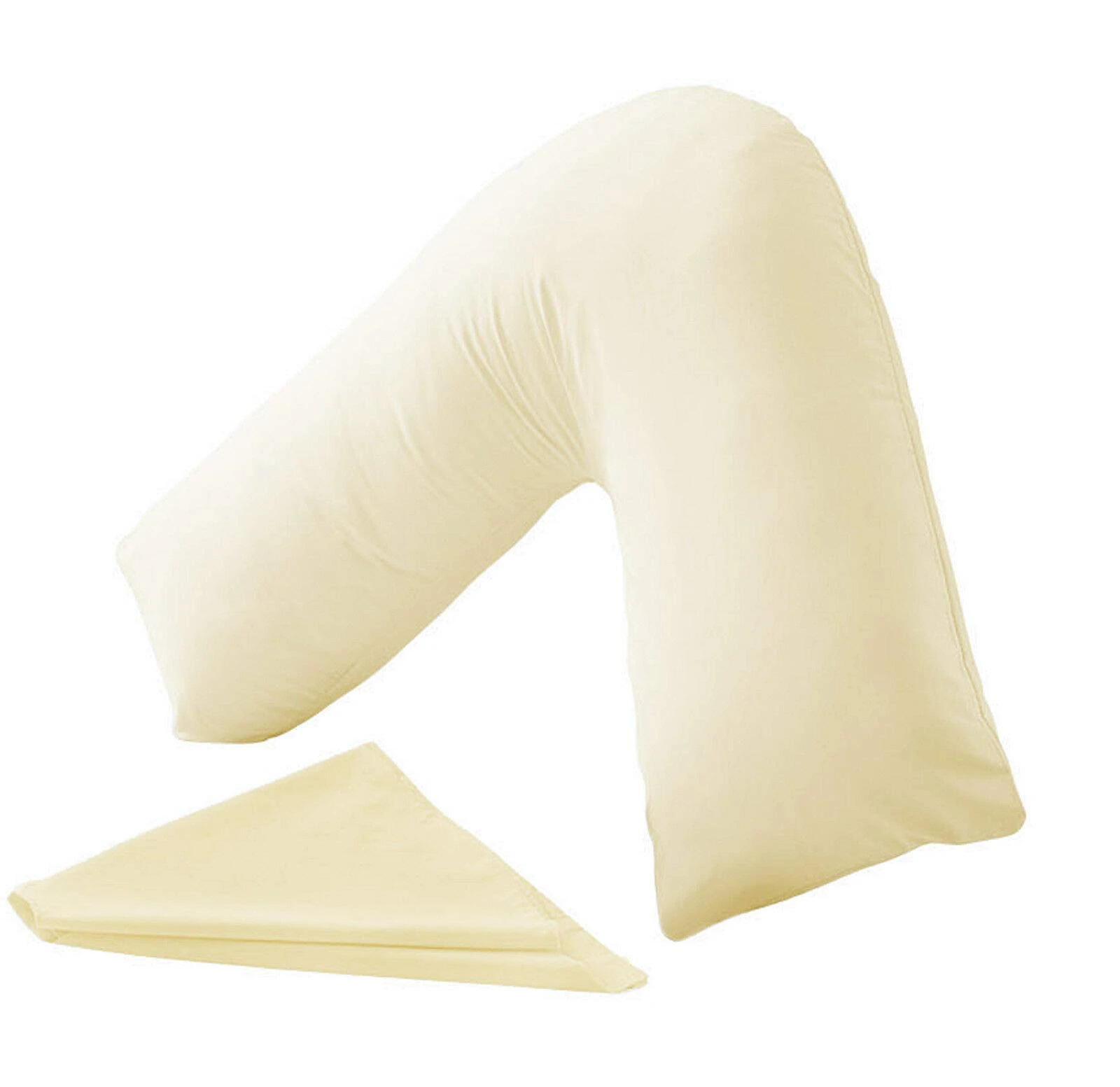 HOMES-LINEN V Pillow Orthopaedic V Shaped Pillow Extra Cushioning Support For Head Neck & Back Includes Complimentary FREE Cream V Pillow Case (Cream, V-Pillow With Cover)