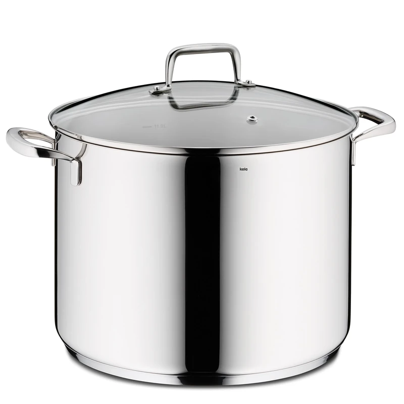 kela vegetable pot 28 cm FLAVORIA, cooking pot induction 12.2 L, pasta pot with glass lid with steam outlet valve, inner scale, cooking pot large, uncoated