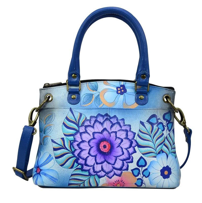 Anna by Anuschka Women's 8252 Small Satchel Handbag, Summer Bloom Blue, One Size
