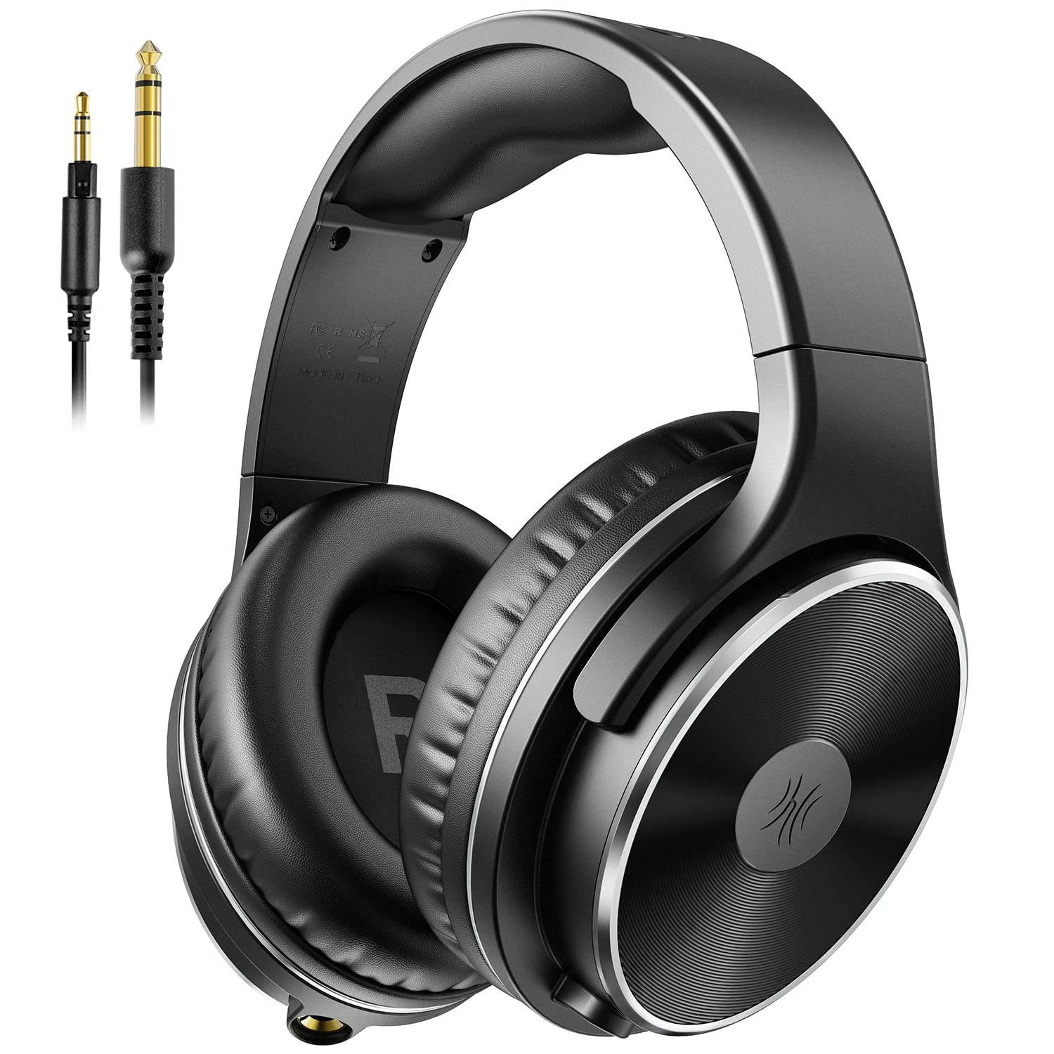OneOdio Over Ear Wired Hi-Fi Studio Headphones 50mm Speaker 1/4 inch 6.35mm Jack Adapter Free Closed-Back Headphones for DJ Electric Drum Keyboard Guitar Amp PC iPad Music Cell Phone (Black)