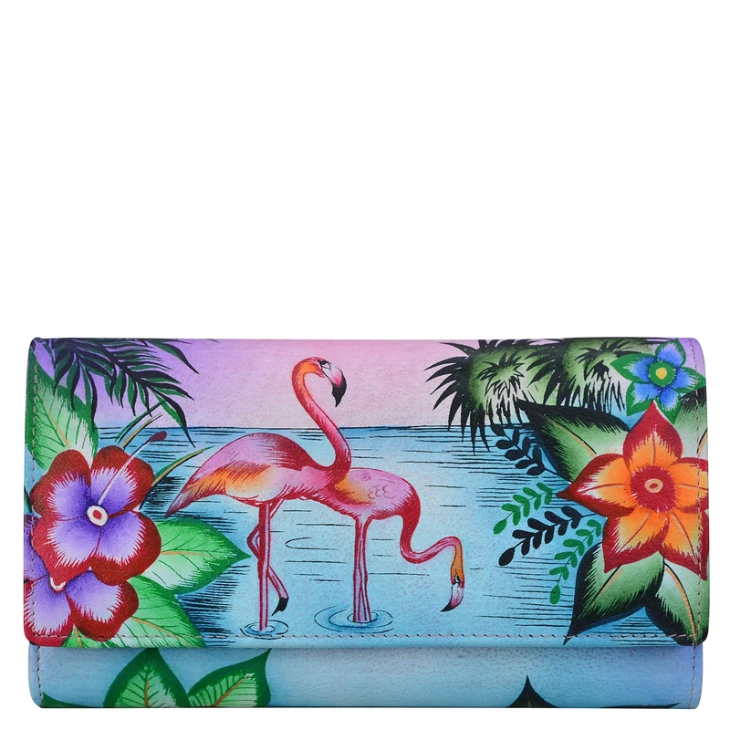Anna by Anuschka Women's 1860 Ladies Wallet, Tropical Flamingos, One Size