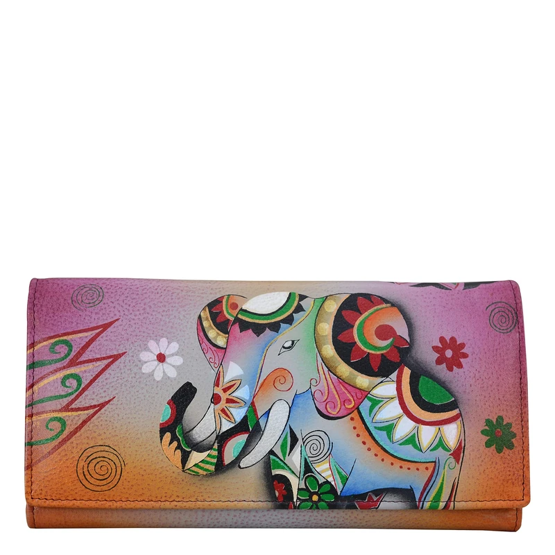 Anna by Anuschka Women's 1710 Ladies Wallet, Retro Elephant, One Size - Image 1