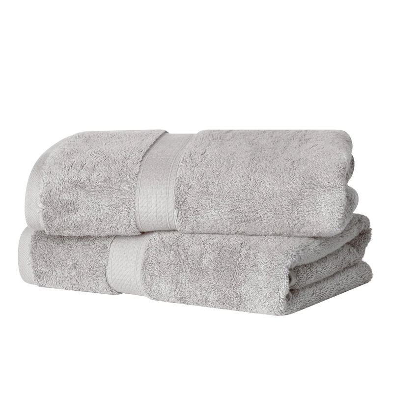 Superior Egyptian Cotton Solid Bath Towel Set, 30 x 55 Inches, Silver, 2 Piece