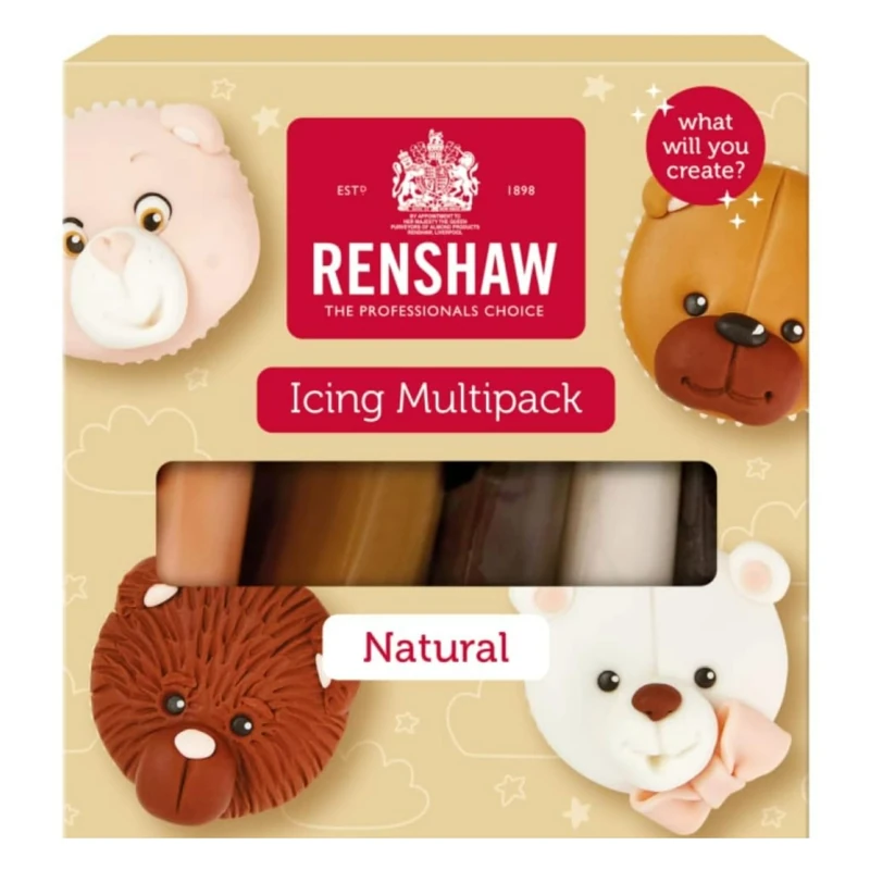 Renshaw Natural Colours, Just Roll With It Fondant Icing Multipack, 5 x 100 g (Pack of 1) - Vegan Friendly