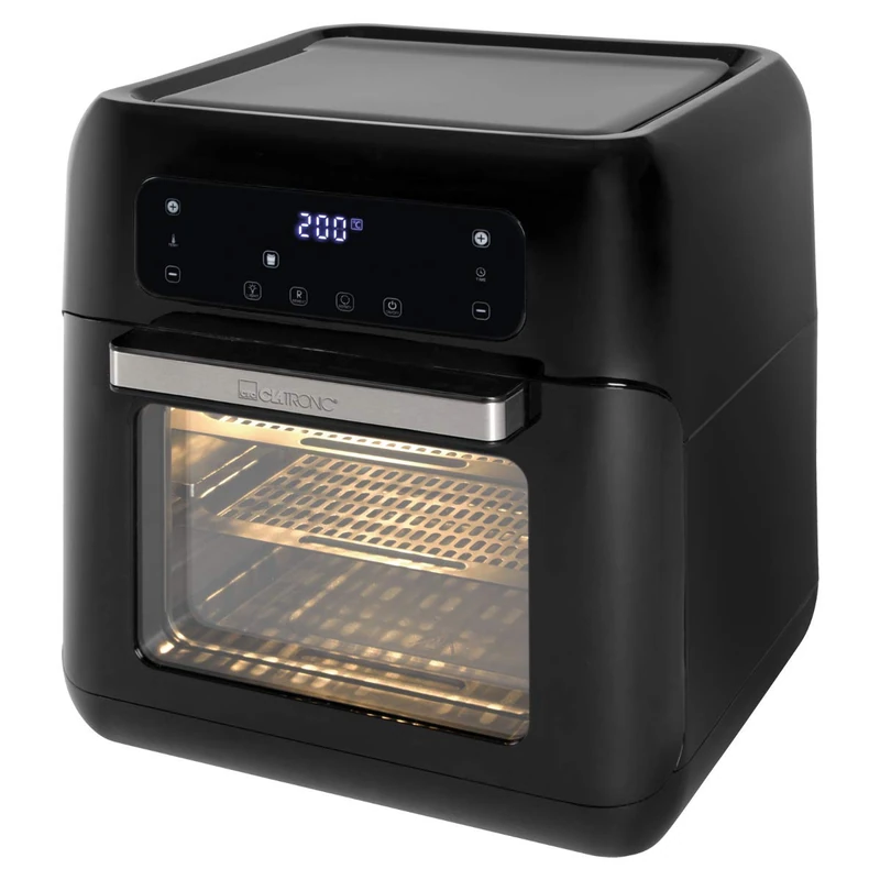 Clatronic FR 3747 H Hot Air Fryer, Four Insertion Heights for Optimal Baking Results, Oil and Grease Free, 11 Litres, Sensor Touch Control, LED Display, Black