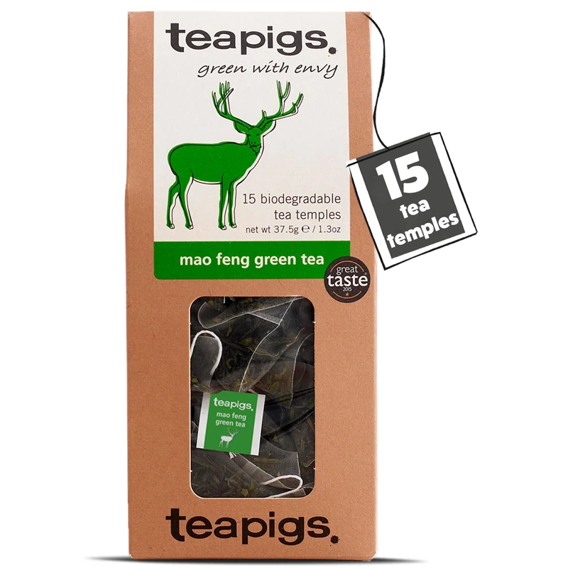 teapigs Mao Feng Green Tea - Green Tea Bags with Pure Mao Feng - Delicate and Natural Blend - 15 Temples