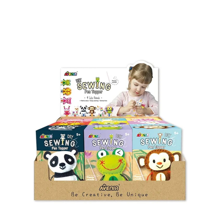 Avenir DIY Sewing Pen Topper Display (x9 pcs) Cute and Fun Pen Toppers - Display Carton of 9 Individual Boxed Pets! A Fun Activity Craft kit. - Image 1