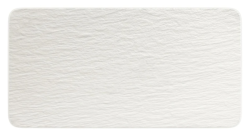 Villeroy & Boch 10-4240-2281 Manufacture Rock Blanc Rectangular Serving, White Presentation Plate for Meat, Fish and Vegetables, Premium Porcelain