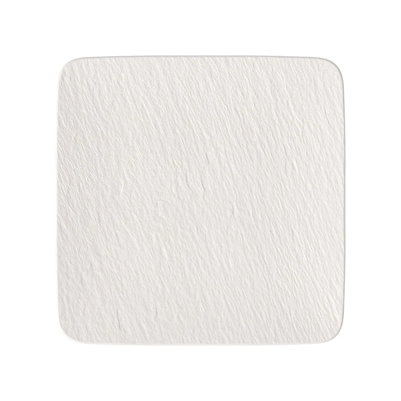 Villeroy & Boch 10-4240-2680 Manufacture Rock Blanc Square/Gourmet Serving, Luxurious Universal Plate Maoffrom Premium Porcelain, Dishwasher Safe, White