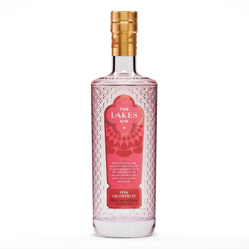 The Lakes Pink Grapefruit Gin - Distinctively Zesty Pink Gin from The Lakes Distillery (70 cl, 46% ABV)