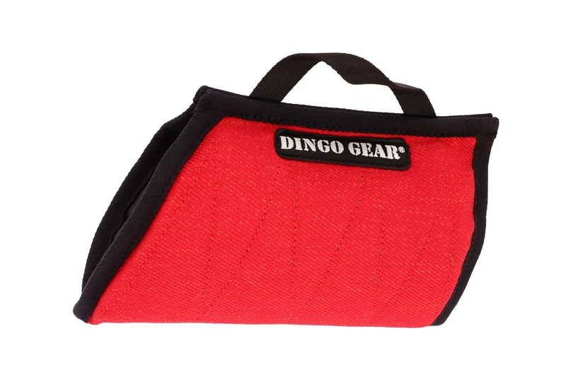 DINGO GEAR Universal Bite Wedge for Dog Training, K9, IGP, Obedience, Dogs Sports, Nylcot, Mini Sleeve with 1 Rubbered Handle, Wide Bite Pad, Hard, Red (S00706)