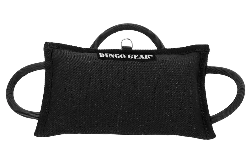 DINGO GEAR Dog Training Tug Bite Pillow for K9 Training, Obedience, IGP, Special Forces Dogs Bite Sessions, Reinforced Wedge with 3 Handles, Handmade, French Material - Black (S00522)