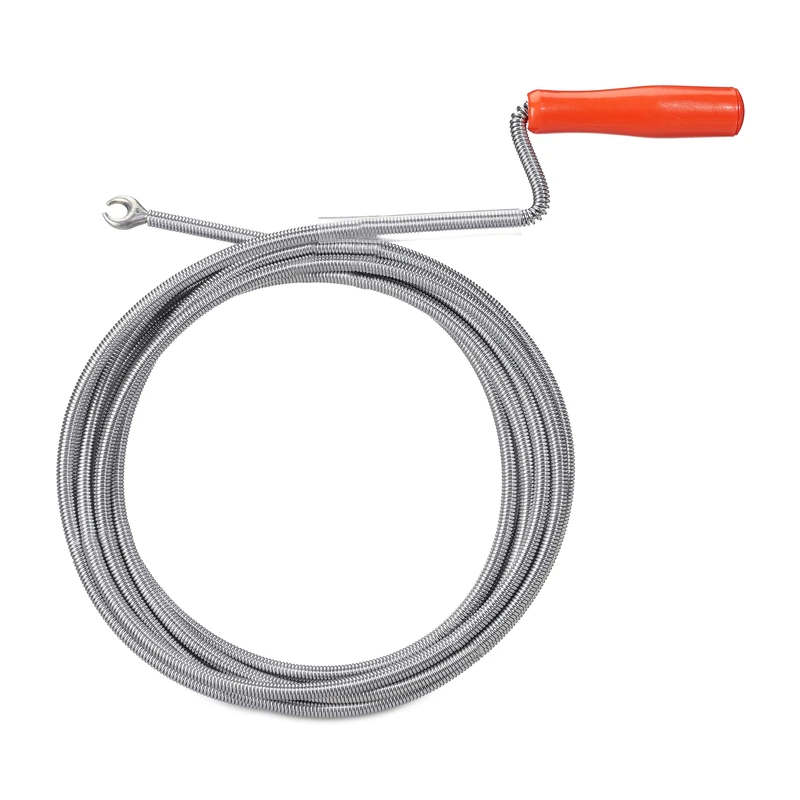 Relaxdays Drain Snake with Claw, Mechanical Pipe Cleaning Spiral, Clog Remover Toilet, Tub & Sink, 9mm x 5m, Silver - Image 1