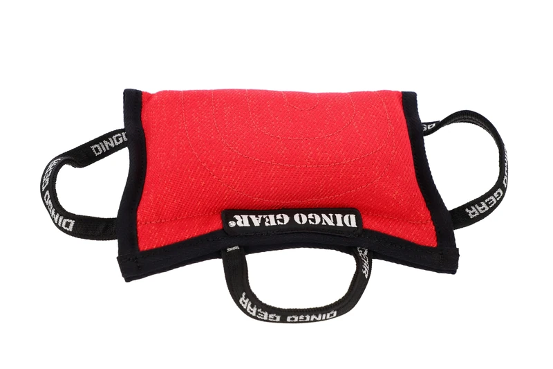 DINGO GEAR Dog Training Tug Bite Pillow for K9 Training, Obedience, IGP, Special Forces Dogs Bite Sessions, Handmade Wedge with 3 Handles, Nylcot, Medium Soft - Red (S00527)