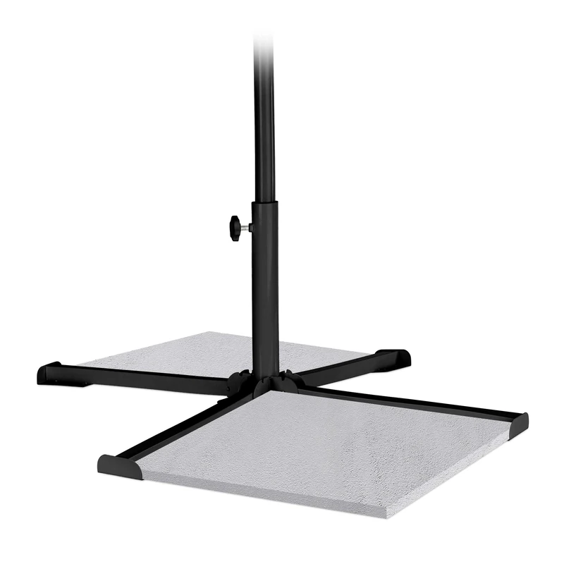Relaxdays Parasol Base, for Pole Sizes 25-35 mm, Cross-Shaped Stand, Foldable Garden & Balcony Sun Shade, Metal, Black