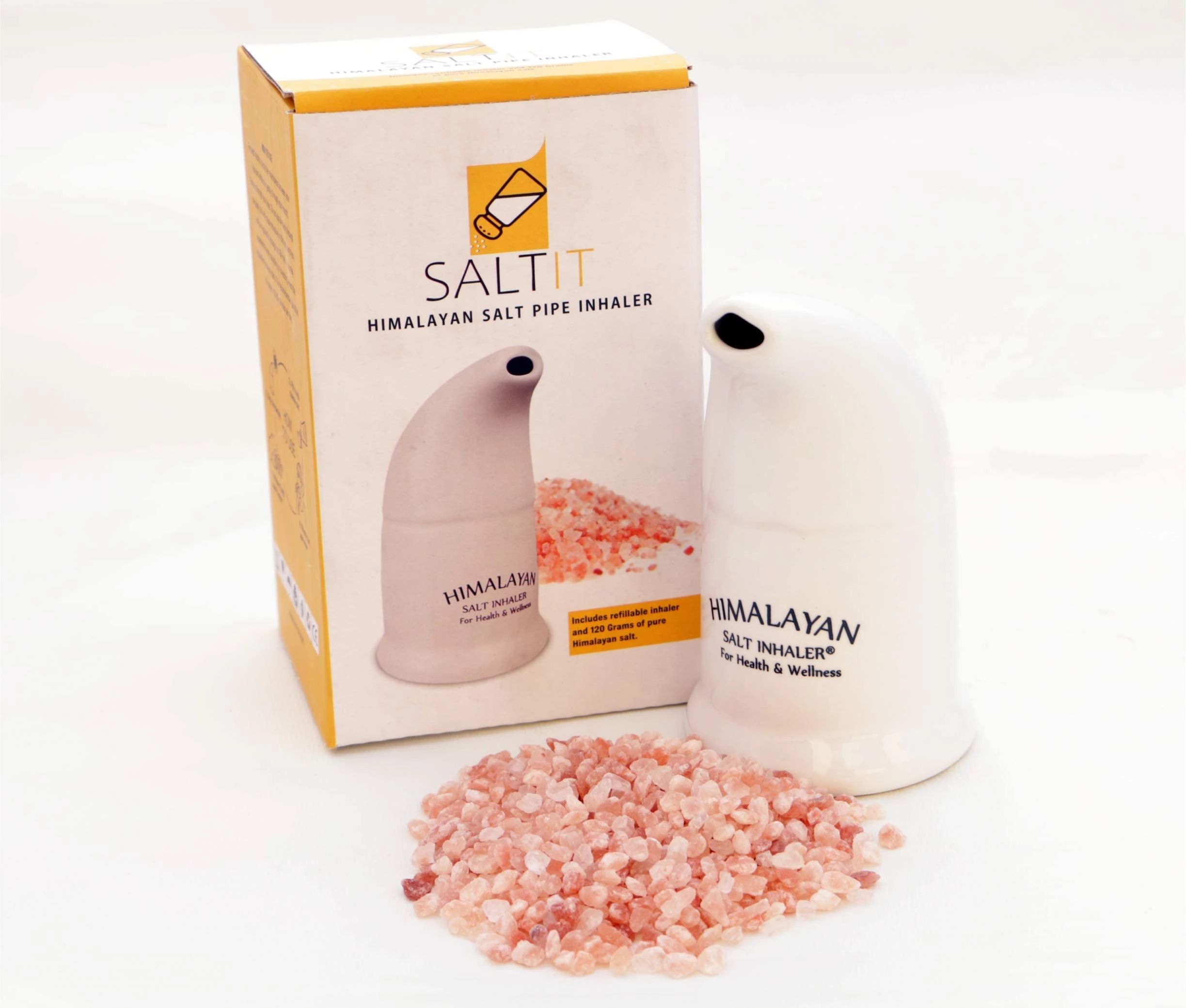 SALTIT Original Himalayan Salt Pipe with Natural Himalayan Pink Salt Crystals, Standard Size, Compact Design, Refillable, Additive Free