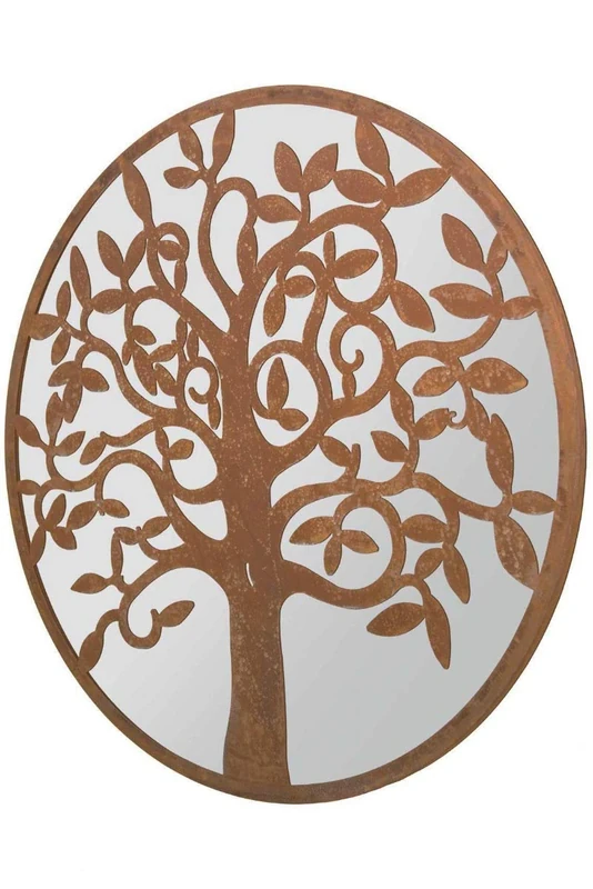 MirrorOutlet Small Tree Design Round Garden Mirror 60 x 60 CM 2ft x 2ft LO001