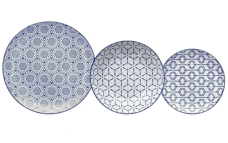 Tognana Downtown Dinner Set for 6 People, 18 Pieces, Porcelain, White and Blue