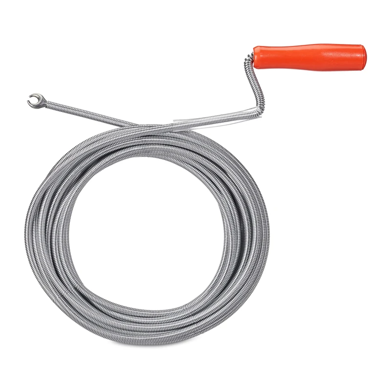 Relaxdays Drain cleaning coil with claw, mechanical pipe cleaning, toilet, shower, sink, steel, 9mm x 10m, silver