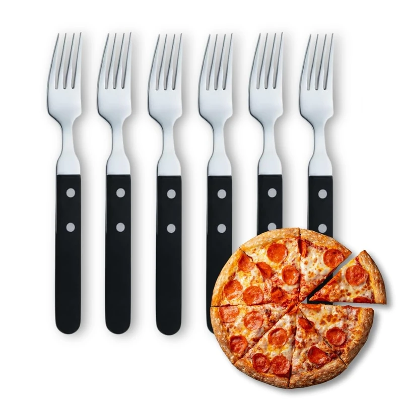 Amefa Set of 6 Meat Forks, 18/0 Stainless Steel, Black, Meat Serving Forks for Carving, Barbecue & Dining, Dishwasher Safe