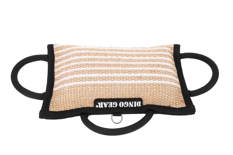 DINGO GEAR Dog Training Tug Bite Pillow for K9 Training, Obedience, IGP, Special Forces Dogs Bite Sessions, Reinforced Wedge with 3 Handles, Genuine Jute, Hardness - Soft, Colour Natural (S00520)