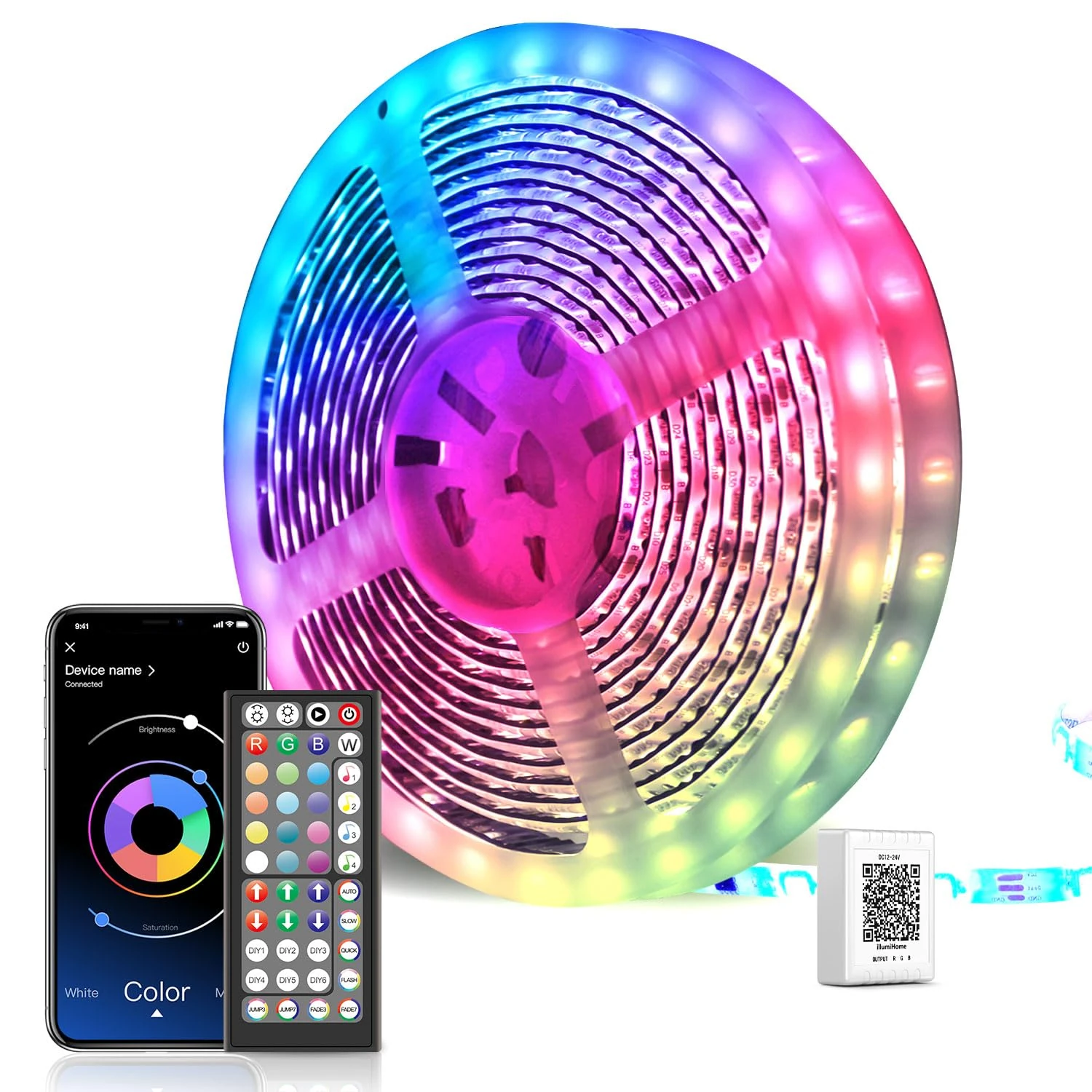 Mexllex LED Strip Lights 30m, Ultra-Long Lights Strip Music Sync Color Changing, Led Lights with App Control Remote, RGB Tape Light for Home Bedroom Party