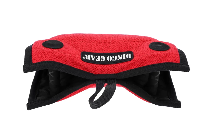 DINGO GEAR Universal Bite Wedge for Dog Training, K9, IGP, Obedience, Dogs Sports, Nylcot, Mini Sleeve with 1 Handle, 2 Holders Inside, Soft, Red (S00707)