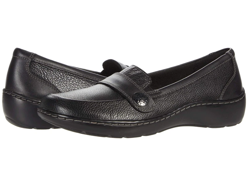 Clarks Women's Cora Daisy Loafer, Black Tumbled, 5 UK