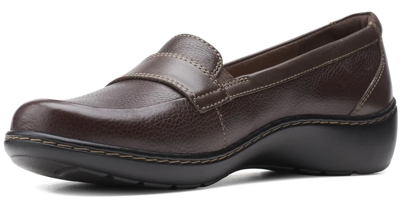 Clarks Women's Cora Daisy Loafer, Dark Brown Tumbled Leather, 7 UK