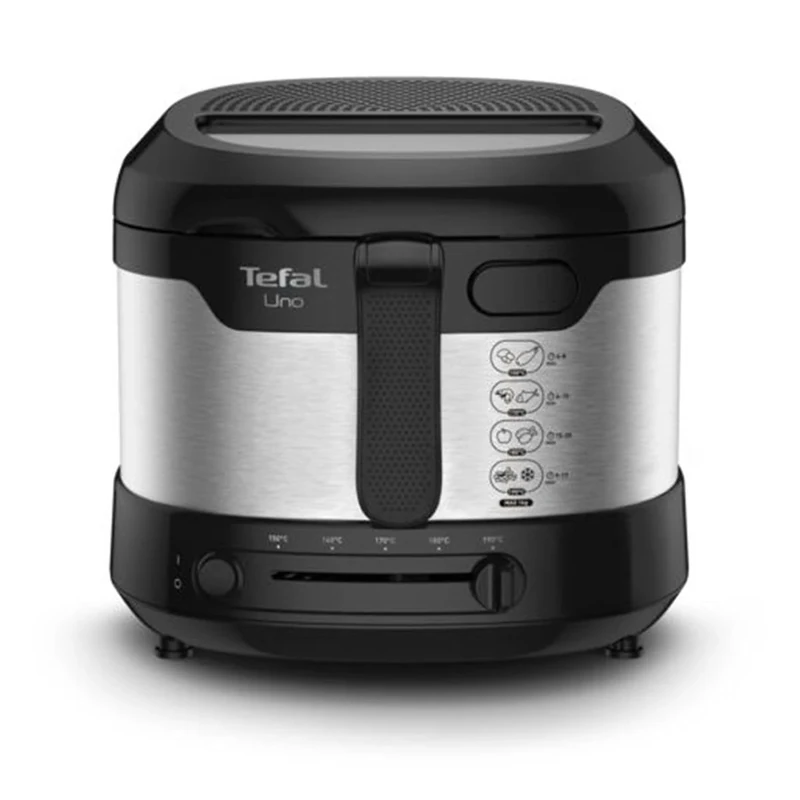 Tefal Uno M FF215D Deep Fryer | 1600 W | Capacity: 1 kg | Adjustable Thermostat | Window | Drip Position | Stainless Steel/Black