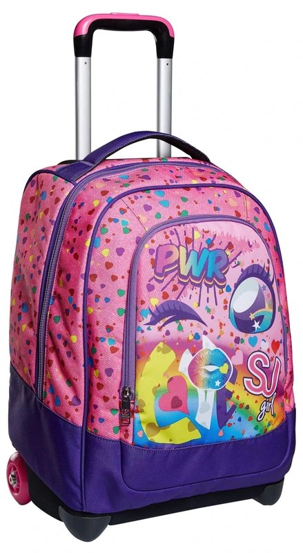 Sj Gang Trolley - Faces da Sj, Pink - 2In1- Backpack with Cross-Over System, School Backpack for Girls, Girls - Travel and Leisure