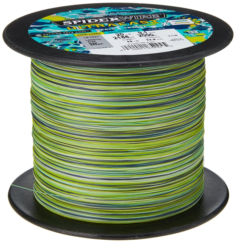 SpiderWire Superline Ultracast Braid, Aqua Camo, 50lb | 22.6kg, 2188yd | 2000m Fishing Line