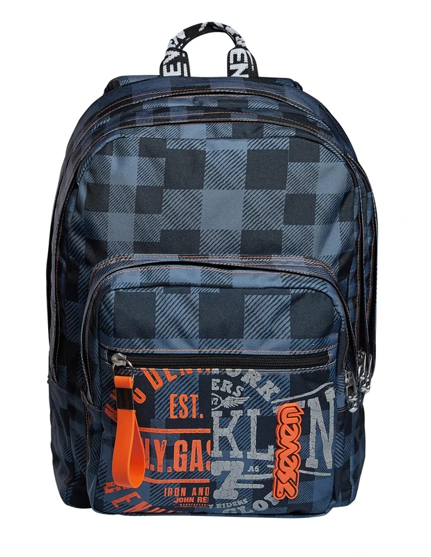 Seven Backpack, EXTRA FIT CHECK Knapsack Padded School Bag, Book Bag, One Size for Teen, Girls&Boys, Large Capacity, For School, Sport & Free Time, Italian Design, multicolor