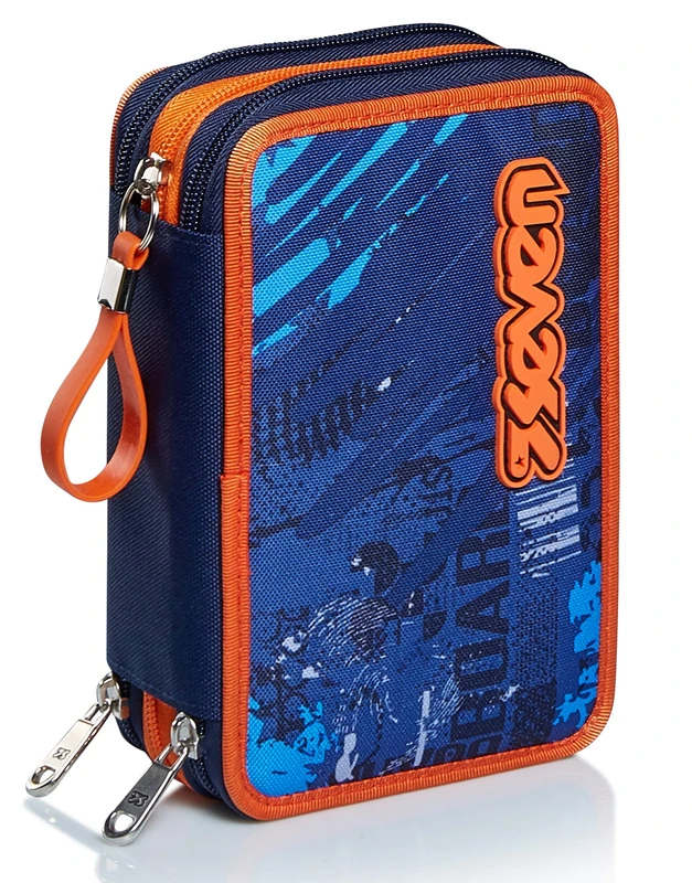 Seven Fly Stars, 3 Compartment Pencil Case, Unisex Pens, Children's, Blue, One Size - Image 1