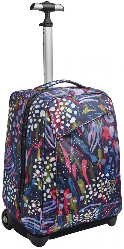 Invicta Rolling backpack, ABSTRACT JUNGLE, Wheeled Book Bag, 2 in 1, Backpack + Trolley, Eco-Friendly, for Teen, Girls&Boys, For School, Sport, Free Time, Laptop Sleeve, Italian Design, blue