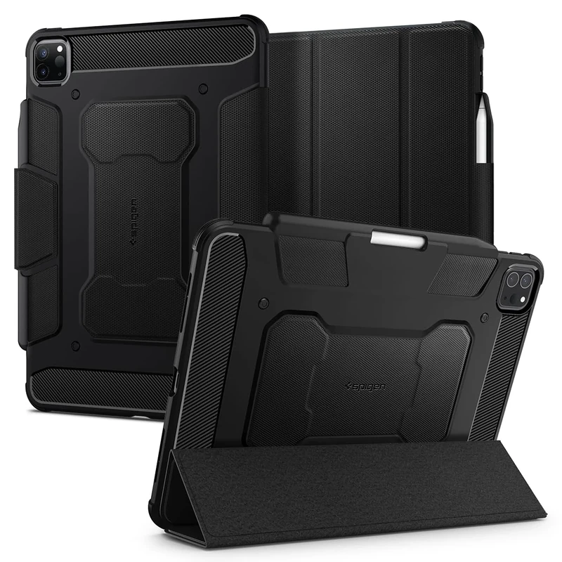 Spigen Rugged Armor Pro Case Compatible with iPad Pro 11 inch (2022/2021/2020/2018 Model) with pencil holder/Stand - Black