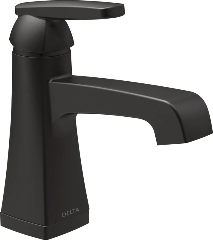 Delta Faucet 564-BLMPU-DST Handle Lavatory Faucet-Metal Pop-Up Single Hole, Matte Black