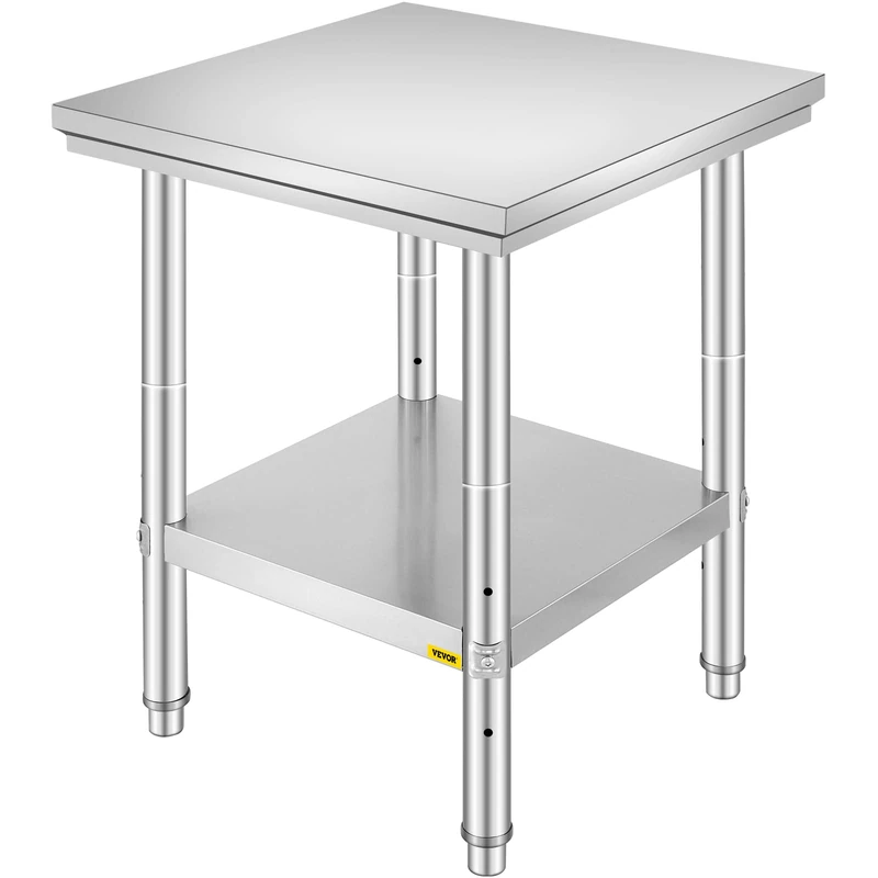 VEVOR Stainless Steel Work Table 60 cm x 60 cm Food Preparation for Meal Preparation, Sewing, Washing, Crafts, Garage Use etc.