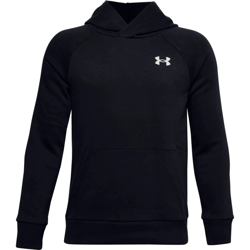 Under Armour Rival Cotton Hoodie Warm-up Top, Boys Black, Black / / Onyx White (001), YXS