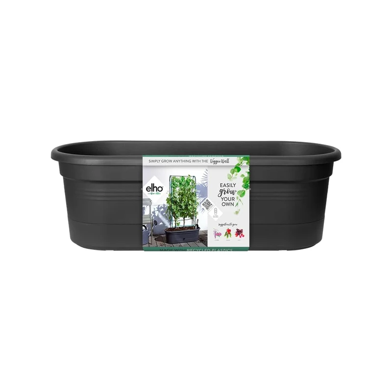 elho Green Basics Veggie Wall 80 - Planter for Outdoor & Grow your Own - Ø 77.5 x H 26.0 cm - Black/Living Black