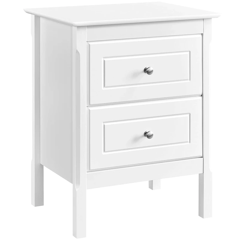 Yaheetech White Bedside Table, 40 x 48cm Wood Cabinet with 2 Drawers, Nightstand with Sturdy Pine Wood Legs & Large Storage Space Modern Sofa Side End Table for Living Room/Bedroom/Small Space