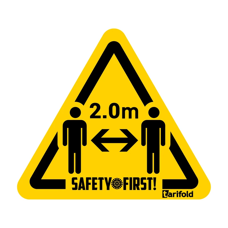 Tarifold Es 197854 – Pack 4 – Adhesive Floor Signage "Keep Safety Distance" Non-Slip, Heavy Duty 150 x 170 mm – Yellow/Black - Image 1