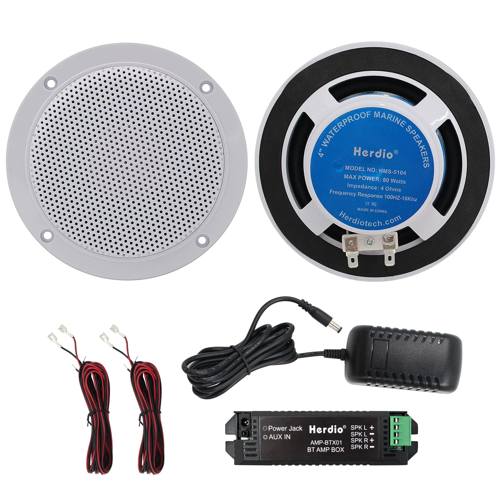 Herdio 160W 4 Inch Ceiling Speaker Kit Amplifier Water Resistant Ceiling Speakers For Bathroom Kitchen Home Outdoor,compatible with Bluetooth