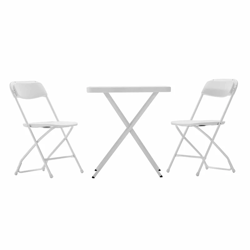 Gardiun Bonaire Folding Garden Table and 2 Chairs Resin and Steel White