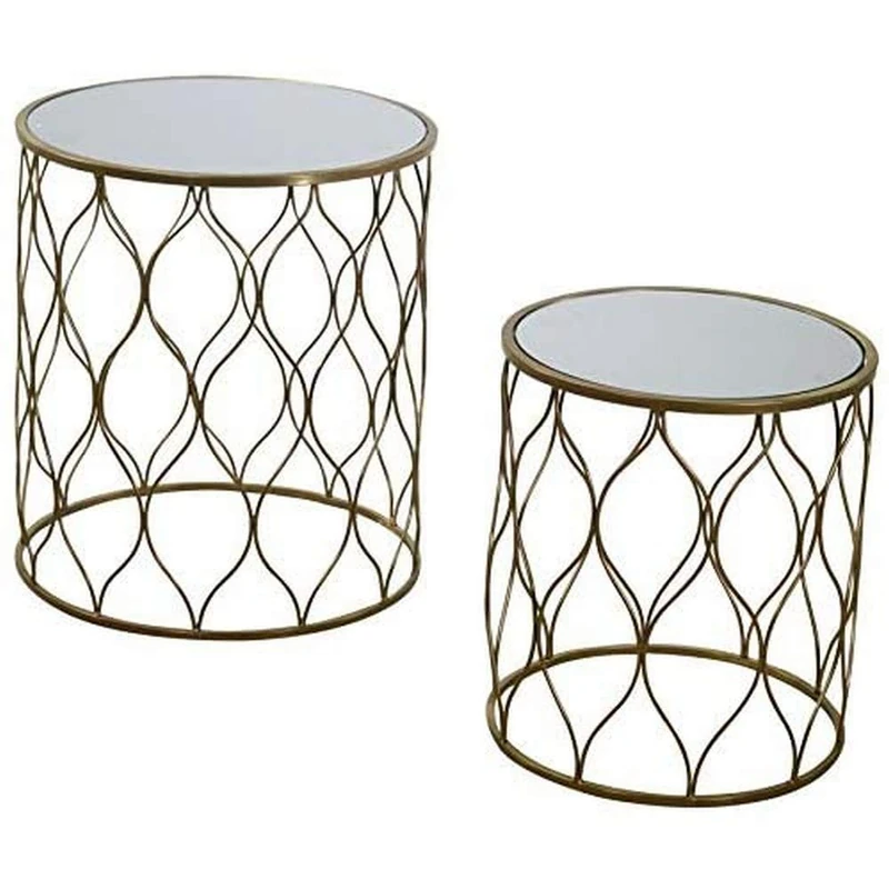 Vacchetti 6452940000 Coffee table, Metal, Linen, Medium, 2 units